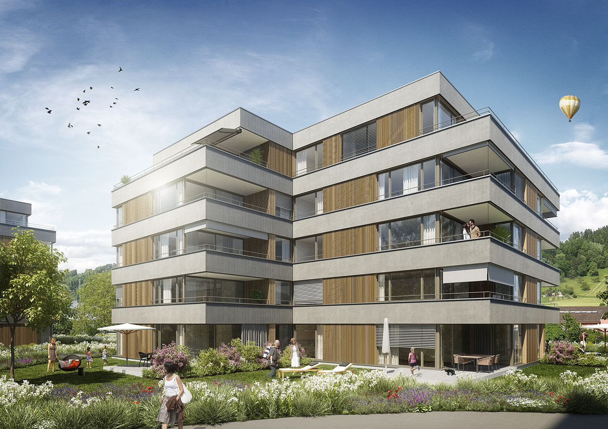 Gebäude Visualisierung Aussenansicht