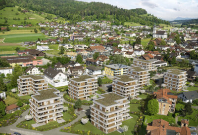 Wohnungsblöcke Visualisierung Vogelperspektive